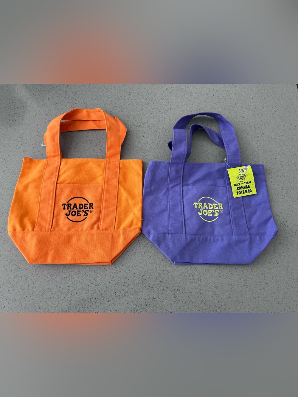 Trader Joe's Canvas Tote Bag in Orange and Purple